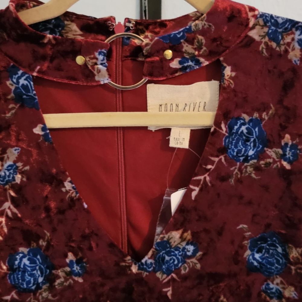 Red velvet tunic dress
